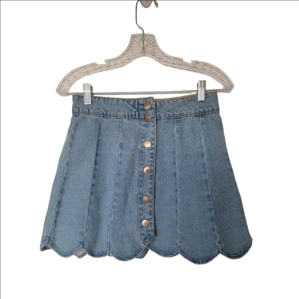 Forever 21 Light Blue Scalloped Mini Skirt Size S